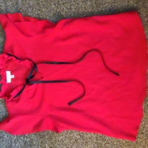 Red ruffle blouse ribbon neck  Peter collar